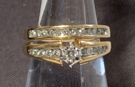 10K Yellow Gold Diamond Bridal Set 5.5g Fine Jewelry Avon Engagement Wedding COA - £423.61 GBP