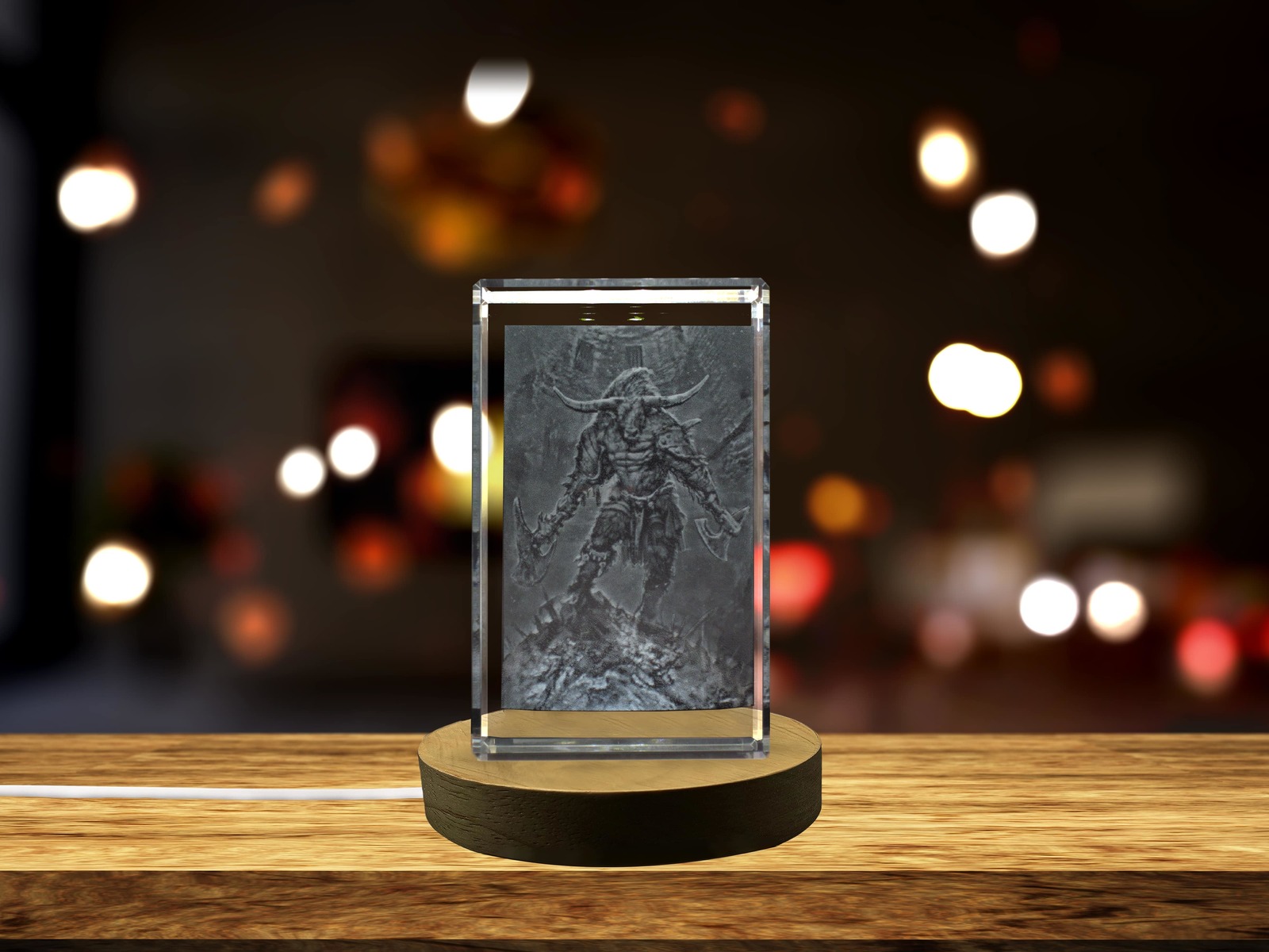 LED Base included | Minotaur 3D Engraved Crystal 3D Engraved Crystal Keepsake