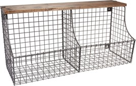 Wall-Mounted Wire Basket And Wood Shelf, Farmhouse Style Entryway Storage From - £49.26 GBP