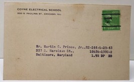 Coyne Electrical School Chicago Illinois to Baltimore Md Postcard A5 - £3.13 GBP