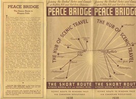 1938 Peace Bridge Brochure Short Route Buffalo New York to Detroit Michigan - £21.67 GBP