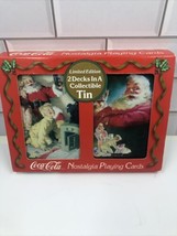 Vintage Christmas Coca-Cola Playing Cards Santa Clause  Tin Limited Edit... - $6.88