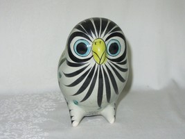 Vintage Tonala Mexico Mexican Painted Ceramic Pottery Owl Folk Art Blue Bird - £46.51 GBP