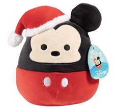 Disney Squishmallows Christmas Mickey Mouse Plush 10&quot; Santa Hat Winter Holiday - £22.28 GBP