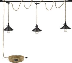KENMI 3-Light Plug-in Pendant Light, 22ft Hemp Rope, E26, 60W, 110-120V - $66.21