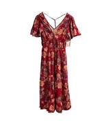 Band Of The Free Dress Womens M Dark Floral Babydoll Tiered Maxi Tassel ... - €28,62 EUR