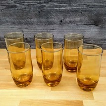 60s Mid Century Modern Set of 6 Amber Glass Tumblers - £19.35 GBP