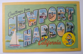 Greetings From Newport Harbor California Large Letter Postcard Boat Skipper Ship - $50.63