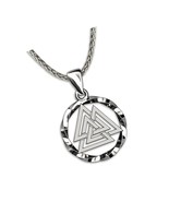 925 Sterling Silver Valknut Viking Necklace - Norse Mythology Odin Amule... - $165.67