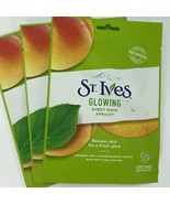 St. Ives Apricot Glowing Sheet Mask 1 sheet Made with 100% Cotton Lot of 3 - £7.64 GBP