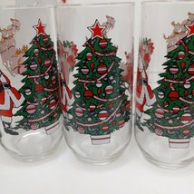 Vintage Christmas Glasses luminarc Noel Santa Reindeer Sleigh 16 oz tumb... - £15.81 GBP