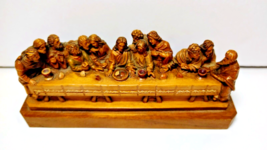 Vintage Schmid-Linder Hand-Carved Wood Last Supper Religious Swiss Art C... - $144.53