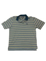 Footjoy Men&#39;s Large  Polo Blue While Yellow Striped Short Sleeve Seaview... - $380.72 MXN
