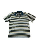 Footjoy Men&#39;s Large  Polo Blue While Yellow Striped Short Sleeve Seaview... - $380.72 MXN