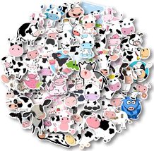 Aowplc 50 Pcs Cow Stickers Pack, Vinyl Waterproof Cute Cartoon Animal Sticker - £7.85 GBP