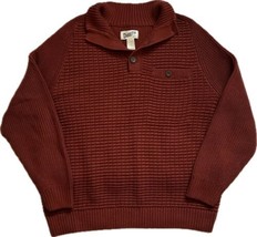 Duluth Trading Co Brick Red Cotton Burly Retirement Mock Neck Sweater Size Large - £39.81 GBP