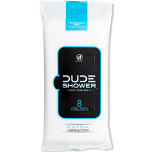 DUDE Wipes - On-The-Go Shower Wipes - 1 Pack, 8 Wipes - Unscented Extra-Large Wi - £13.06 GBP