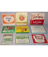 Vintage Soda Pop Beverage Bottle Labels Lot of 9 Saegertown Peter Pan Pe... - $8.95