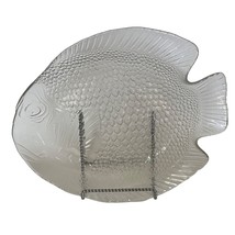Glass Fish Platter Large 15&quot; x 12.5&quot; Vintage Arcoroc France Serving Dish - £29.43 GBP