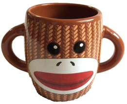 Sock Monkey Double Handled Ceramic Coffee Mug Tea Cup by Galerie EUC - £7.69 GBP