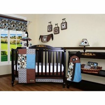 Blue Brown Geometric 12pc Crib Bedding Set Baby Boy Nursery Quilt Diaper... - £109.76 GBP