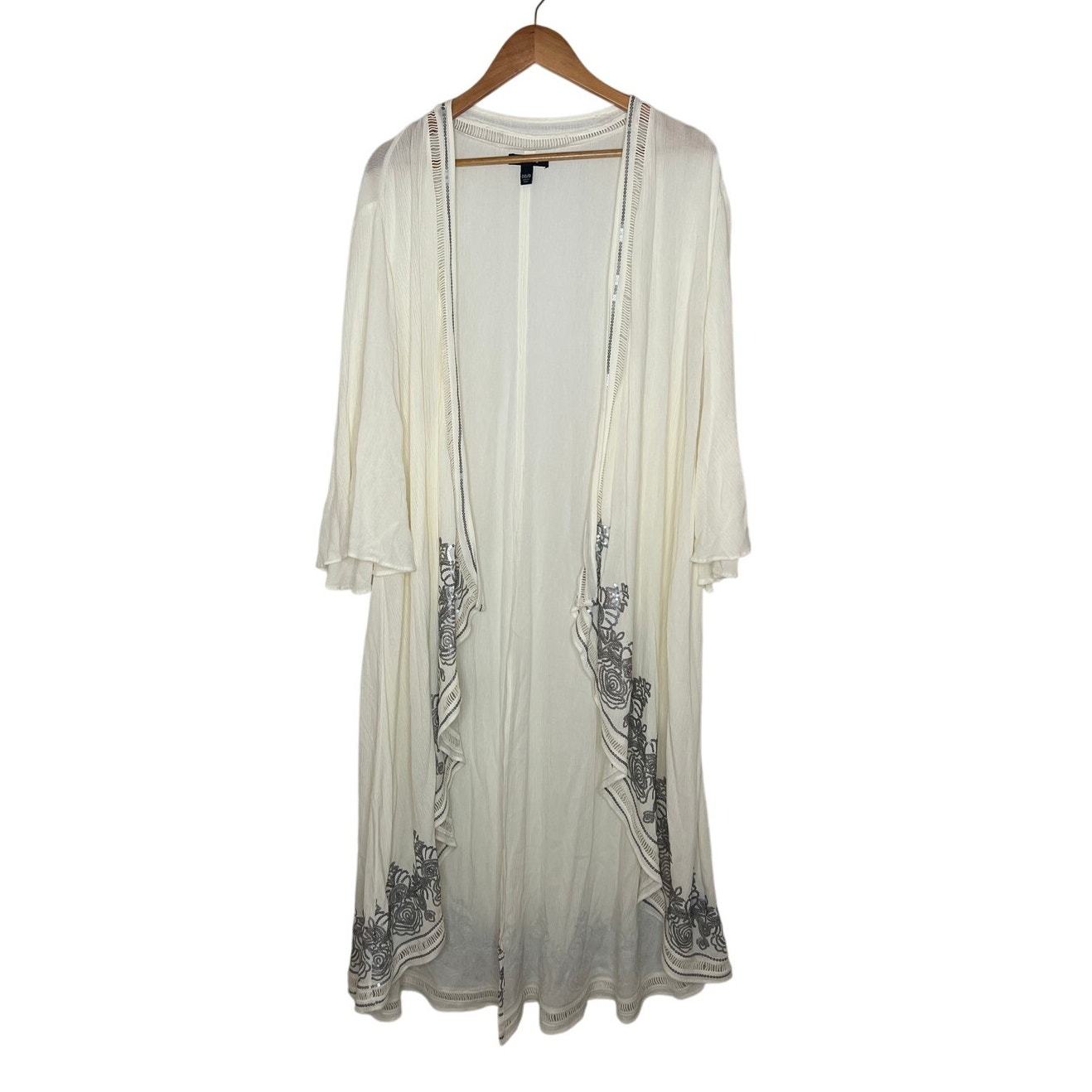 Torrid Women&#39;s Ivory Sequin Kimono Flowy Cover Up Size 00/0 equivalent t... - $29.70
