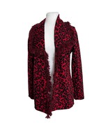 Chicos Womens Cardigan Size 0 Small Red Black Leopard Print Fringe Open ... - £27.24 GBP