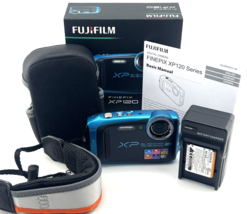 Fujifilm FinePix XP120 16MP Waterproof Digital Camera Sky Blue 5x Zoom IOB - $246.53