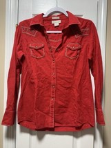 Ariat Womens Button Down Fitted Shirt M Studded Red - £17.29 GBP