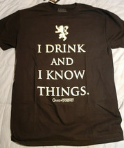 NWT Game of Thrones GOT &quot;I Drink &amp; I Know Things&quot; Mens Small Black Shirt - £10.82 GBP