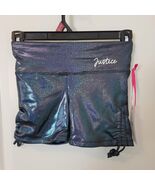 Justice Active Size S 7/8 Blue Shimmer Yoga Shorts Rutch Sides NWT Dance... - $272.54 MXN