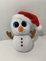 Ty Beanie Boos Scoop small snowman red hat plush plastic sparkle glitter... - $3.95