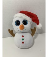 Ty Beanie Boos Scoop small snowman red hat plush plastic sparkle glitter... - $3.95