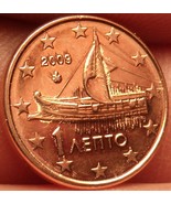 Gem Unc Greece 2009 1 Euro Cent~Ancient Athenian Trireme~Minted In Athen... - £1.79 GBP