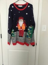 Jolly Sweaters Adult Unisex Ugly Christmas Sweater Santa &amp; Tree Size XXL - $35.89