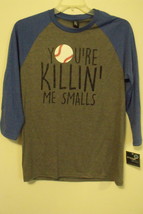 Mens  NWT District Made Gray Blue Your Killin Me Smalls Baseball Shirt S... - £11.95 GBP