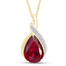 3.15 Ct Red Ruby Gemstone Solitaire Twist Pendant 14K Yellow Gold Plated - £97.57 GBP