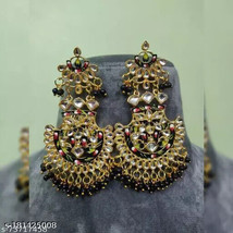 Kundan Meena chandbali jhumka jhumki Earrings Jewelry Set Trending Bridal Ethnic - £16.03 GBP