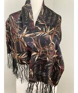 Vintage 100% Silk Scarf Opera Fringe Men Women Asian Motif doubled Fabri... - €54,93 EUR