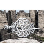Celtic Knot Hair Clip – Intricate Silver Metal Hair Accessory with Knotw... - $20.99