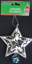 3D METAL CHRISTMAS STAR ORNAMENTS JINGLE BELL Foil Loop 1/PK, XM12 SELEC... - $2.99
