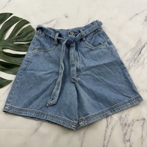 Womens Vintage 90s High Rise Jean Shorts Size 6 Light Blue Wash Tie Belt... - £20.17 GBP