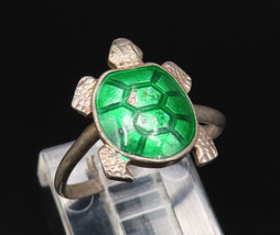 MEKA DENMARK 925 Silver - Vintage Enamel Turtle Adjustable Ring Sz 5.5 -... - $596.37 MXN