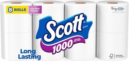 Scott 1000 Toilet Paper, 8 Rolls, Septic-Safe, 1-Ply Toilet Tissue - $30.88 CAD