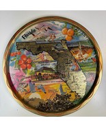 Vintage Florida Map Souvenir Litho Metal Drink Serving Tray Ken Haag Art... - $357.06 MXN