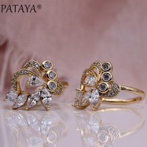 PATAYA New Women Hyperbole Wedding Rings 585 Rose Gold Water Drop White Natural  - £9.32 GBP