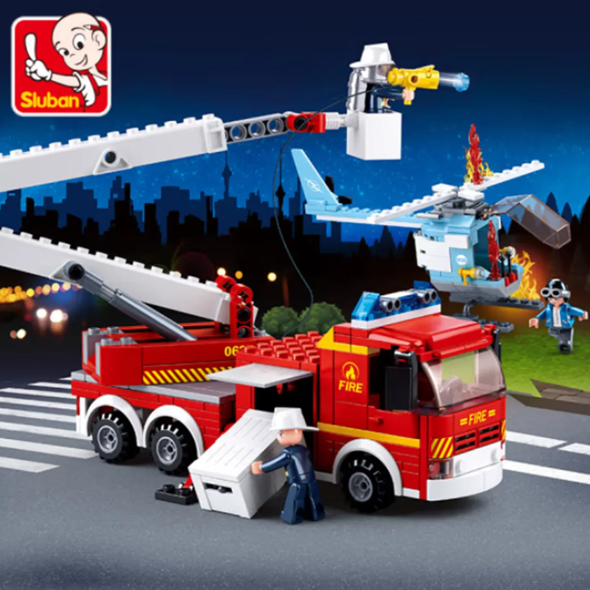Sluban Building Block Toys City Fire Fighter 394PCS Bricks B0627 Elevating - £25.26 GBP
