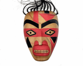 Pacific Northwest Coast Warrior Mask Alder Wood Horse Hair Hand Carved Haida - £951.73 GBP