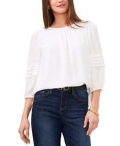 MSRP $89 Vince Camuto Pleated-Sleeve Top White Size Large - £27.57 GBP