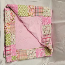 Vintage 2001 Baby Gap Pink Bird Patchwork Girl Cotton Blanket Play Mat Q... - £62.27 GBP